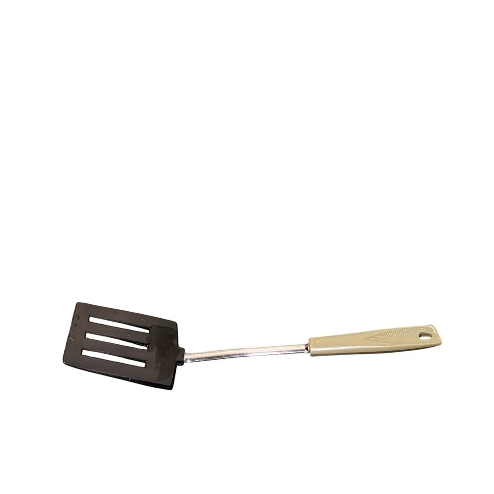 EKCO Slotted Spatula Kitchen Utensil Green Handle Black Nylon USA Vintage